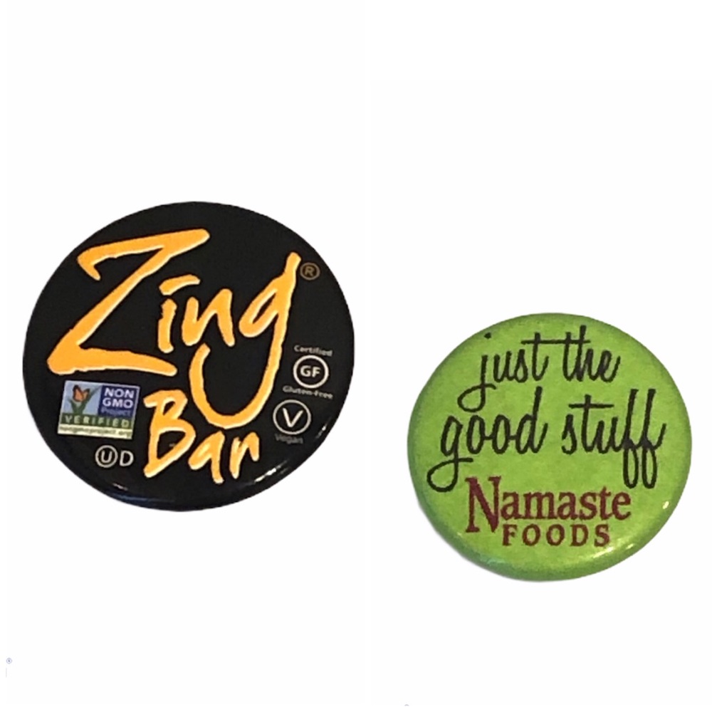 Health Food Buttons Namaste and Zing Bar Set of Two